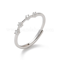 Verstellbare Ringe aus rhodiniertem Sterlingsilber mit Mikropflaster und klarem Zirkonia für Damen&nbsp;RJEW-P130-01P-C