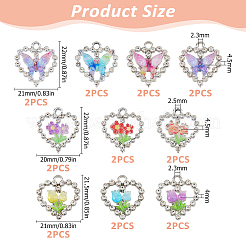 20 stücke 10 stile legierung glas anhänger&nbsp;DIY-HS0002-04
