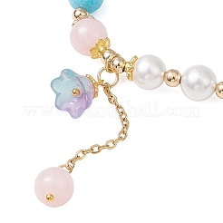 3 bracelet à breloques en acrylique à fleurs de 3 couleurs&nbsp;BJEW-JB12501