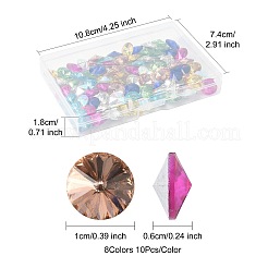 80 Stück 8 Farben Glas-Strasse mit spitzer Rückseite&nbsp;RGLA-FS0001-20