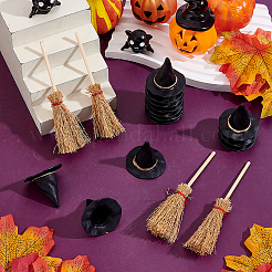 20 Stück Halloween-Minibesen aus Holz&nbsp;DJEW-ME0001-07