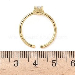 Anelli a polsino rettangolari in ottone con micro pavé di zirconi cubici&nbsp;RJEW-Z111-04G
