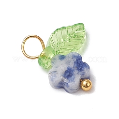 10 breloque fleur en jaspe bleu naturel&nbsp;PALLOY-JF03765-03