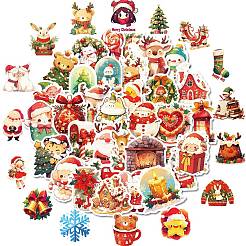 50 x Papieraufkleber mit Weihnachtsmotiv im Cartoon-Stil.&nbsp;DIY-P085-08