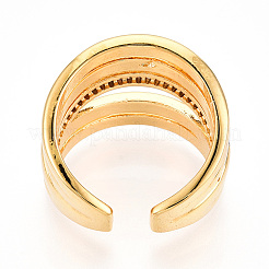 Mikropavé-Manschettenringe aus klarem Zirkonia aus Messing für Damen&nbsp;KK-T074-09G