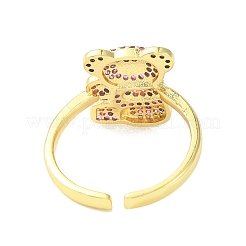 Bague de manchette ouverte en zircone cubique ours&nbsp;RJEW-F145-01G