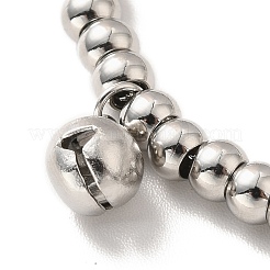 Anlaufgeschütztes Glöckchen-Charm-Armband aus 304er Edelstahl mit runden 201er Edelstahlperlen für Damen&nbsp;BJEW-B057-16P