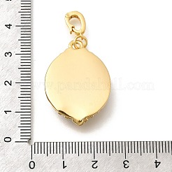 Ovale Anhänger aus schwarzem Emaille aus Messing mit Glitzerpulver&nbsp;KK-K398-15G