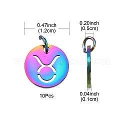 12 pz 12 stile arcobaleno colore placcatura ionica (ip) 201 ciondoli in acciaio inossidabile&nbsp;STAS-YW0001-32