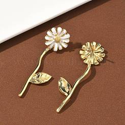 Blumen-Ohrstecker aus Messing&nbsp;EJEW-C181-05G