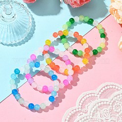 Braccialetti elasticizzati da donna con perline di vetro rotonde da 8 mm&nbsp;BJEW-JB10873