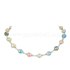 Collane a catena con perline rotonde in resina con lamina d'oro&nbsp;NJEW-JN04361-02