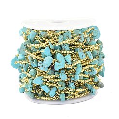 Chaîne à maillons en laiton et synthétique turquoise&nbsp;CHC-D029-01G