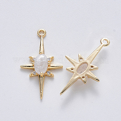 Charms in vetro di ottone&nbsp;X-KK-T049-059G-02-NF