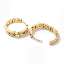Pendientes de aro de latón con micro circonitas y cubic zirconia transparente&nbsp;EJEW-E295-14KCG