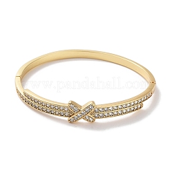 Braccialetti incernierati da donna con micro pavé di zirconi cubici trasparenti in ottone&nbsp;BJEW-Z061-22A