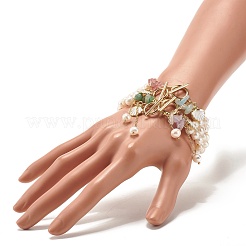 Set di bracciali con perline di pietre naturali miste&nbsp;BJEW-TA00032