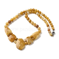 Colliers à perles graduées en jade topaze naturelle à facettes pour femmes&nbsp;NJEW-B128-01G