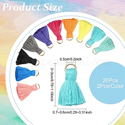 20 Stück 10 Farben Polycotton (Polyester Baumwolle) Quaste Anhänger Dekorationen&nbsp;FIND-YW0004-57