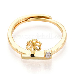 Bague en laiton avec micro pavé de zircones cubiques et fleur&nbsp;LS-KK-N274-31G