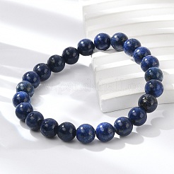 Natürliches Lapislazuli-Stretcharmband mit runden Perlen&nbsp;BJEW-F203-06