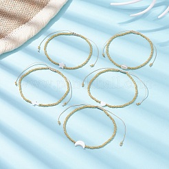 Armbänder aus geflochtenen Naturperlen und Saatperlen&nbsp;BJEW-JB09722