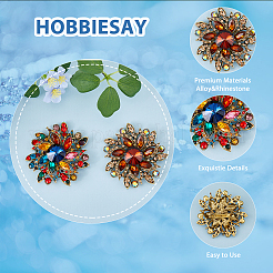 2 spilla a forma di fiore con strass in 2 colori&nbsp;JEWB-HY0001-20