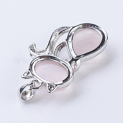 Pendentifs chaton en quartz rose naturel&nbsp;X-G-P352-B07