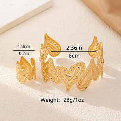 Sets aus Armreifen und Ringen in Herzform aus Eisen mit Struktur für Damen&nbsp;WG0A4C8-01