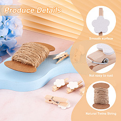 Pinces à linge en bois de bouleau et cordon de jute&nbsp;DIY-YS0001-37