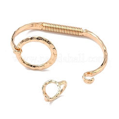 Ensembles de bracelets et bagues à manchette martelée Ring Braaa&nbsp;SJEW-C008-01KCG