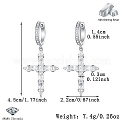 Élégantes boucles d'oreilles croix en argent s925 avec zircone&nbsp;SB6436