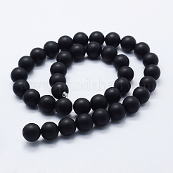 Natürliche schwarze Achat Perlen Stränge&nbsp;G-P369-04-10mm