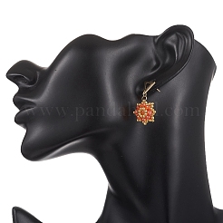 Valentinstag-Ohrstecker aus natürlicher und gefärbter malaysischer Jade mit Blumenmotiv.&nbsp;EJEW-MZ00716-01