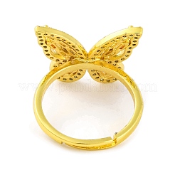 Anillos ajustables de circonita cúbica con micro pavé de latón y mariposa para mujer&nbsp;RJEW-U003-27A-G