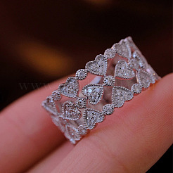 Fingerringe aus Messing mit Mikropavé-Kubikzirkonia für Damen&nbsp;WGB475B-01