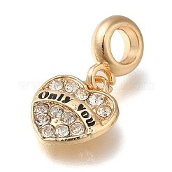 Charms pendenti europei in strass di cristallo in lega di placcatura a cremagliera&nbsp;PALLOY-A009-17G