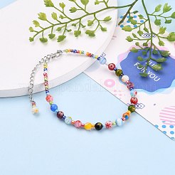 Perle di vetro millefiori artigianale cavigliere&nbsp;AJEW-AN00341-04