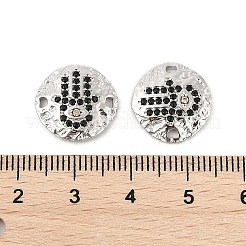 Schwarze Mikropflaster-Zirkoniascheibe aus Messing mit Hamsa-Hand-Anhängern&nbsp;KK-P300-24P-02-1