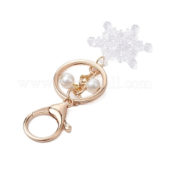Acrylique flocon de neige avec porte-clés pendentif en perles de verre&nbsp;KEYC-JKC00881