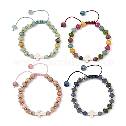 Braccialetti intrecciati da donna con perline a rondella miste&nbsp;BJEW-JB14385