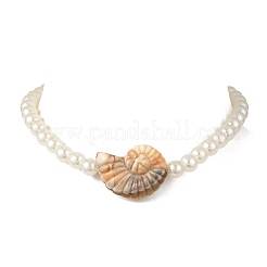 Halsketten aus Acryl in Muschelform mit ozeanblauen&nbsp;NJEW-JN06375