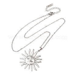 Colliers à pendentif soleil en acier inoxydable 304 avec chaîne câble pour hommes et femmes&nbsp;NJEW-K308-04C-P