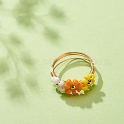 Fingerringe aus geflochtenen Perlen aus Glassamen&nbsp;RJEW-TA00054-03
