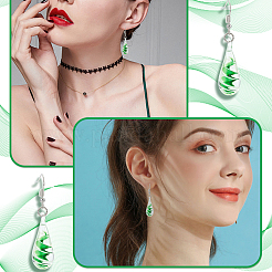 1 Paar tropfenförmige Ohrringe aus Eisen und Glas mit Spiralmuster für Damen&nbsp;EJEW-LP0001-06
