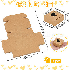 Scatole regalo quadrate scavate a forma di cuore in carta kraft&nbsp;CON-WH0095-66A