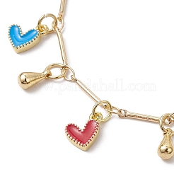 Bracciale con catene a maglie a forma di cuore in smalto colorato in ottone&nbsp;BJEW-TA00463