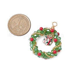 Pendentifs en perles de rocaille tissées à la main sur le thème de Noël&nbsp;PALLOY-JF02838