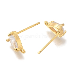 Ohrstecker aus Messing mit klarem Zirkonia für Damen&nbsp;EJEW-B107-19G