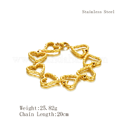 Eleganti bracciali a catena con maglie a forma di cuore in acciaio inossidabile per donna&nbsp;OP5600